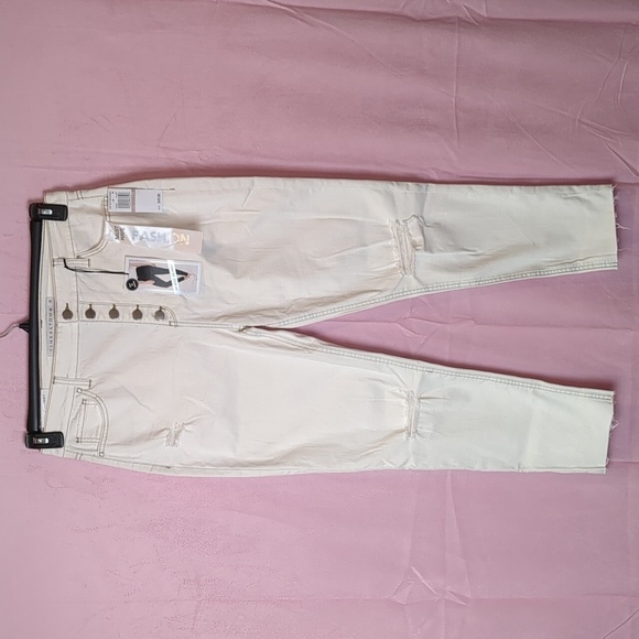 Tinseltown Distressed Exposed Button Fly Cream Must Have Skinny Jeans size 15 - Picture 1 of 8